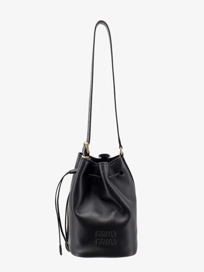 Miu Miu Leather Bucket Bag In Black