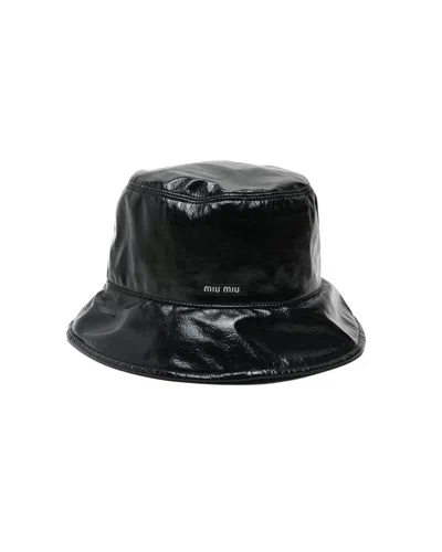 Pre-owned Miu Miu Bucket Hat In Black