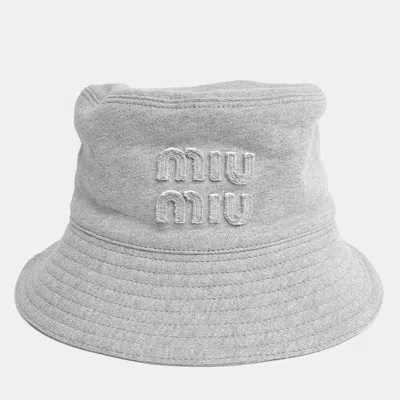 Pre-owned Miu Miu Bucket Hat In Gray