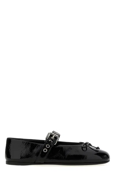 MIU MIU MIU MIU BUCKLE AND BOW BALLET FLATS