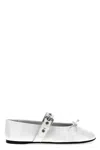 Miu Miu Buckle And Bow Ballet Flats Flat Shoes White In Purple