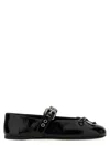 Miu Miu Buckle And Bow Ballet Flats Flat Shoes Black In Black