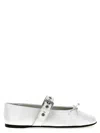 Miu Miu Buckle And Bow Ballet Flats Flat Shoes White