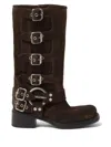 Miu Miu Buckle-detail Block-heel Boots In Brown