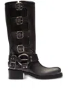 Miu Miu Buckle-detail Leather Boots In Black
