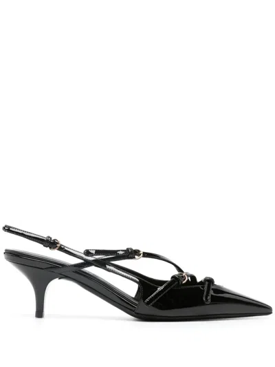 Miu Miu Buckle-embellished Slingback Pumps In Schwarz