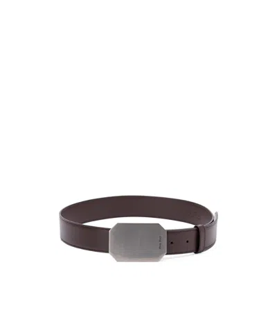 Miu Miu Buckle-fastening Leather Belt In Black