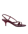 Miu Miu Vernice Strappy Leather Slingback Sandals In Crimson