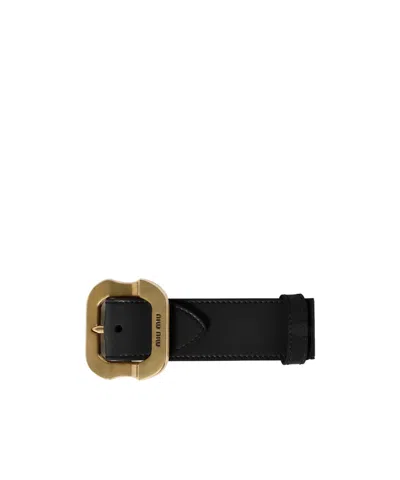 Miu Miu Buckle Leather Chain In Nero 1