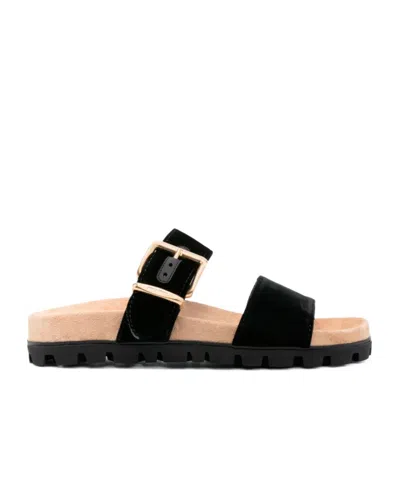 Miu Miu Buckle Slippers In Black