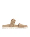Miu Miu Buckled-strap Suede Sandals In Nude
