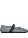 Miu Miu Buckle-strap Ballet Flats In Gray