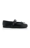 Miu Miu Leather Mary Jane Ballerina Flats In Black