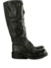 Miu Miu Buckle-strap Leather Boots In Black