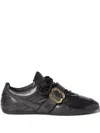 Miu Miu Buckle-strap Leather Sneakers In Black