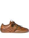 Miu Miu Buckle-detailed Lace-up Sneakers In Brown