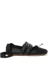 Miu Miu Buckle-embellished Leather Ballerina Flats In Black