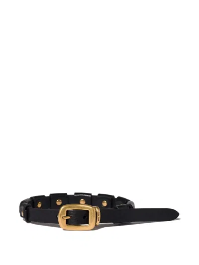 Miu Miu Buckled Leather Bracelet In Black