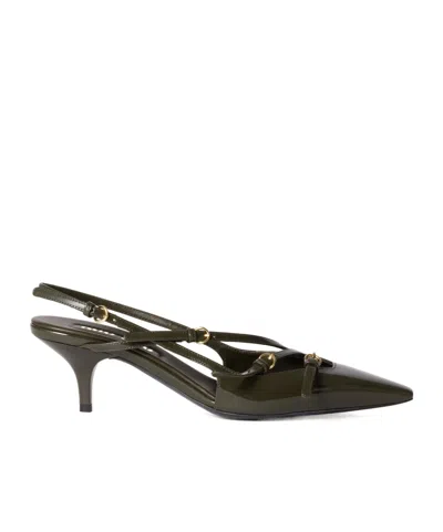MIU MIU PATENT LEATHER SLINGBACKS WITH BUCKLES