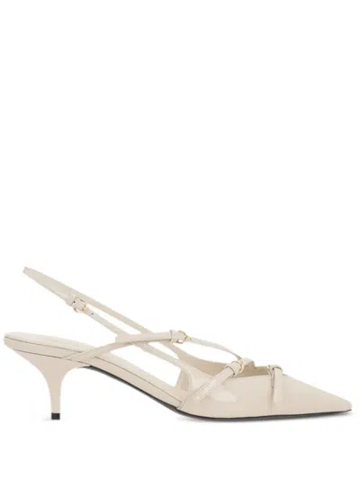 MIU MIU BUCKLED PATENT SLINGBACK PUMPS