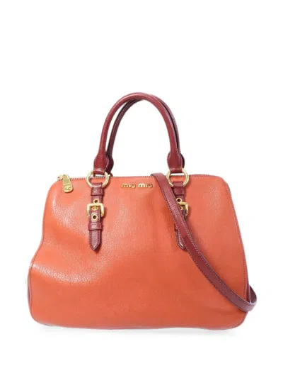Pre-owned Miu Miu Buckled Shoulder Bag In Orange