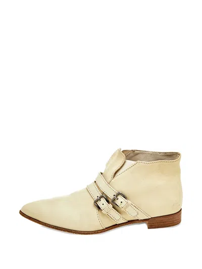 Pre-owned Miu Miu Buckled Strap Ankle Boots In Neutral