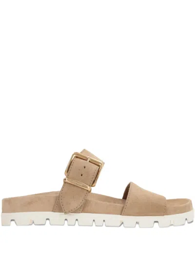 MIU MIU BUCKLED-STRAP SUEDE SANDALS