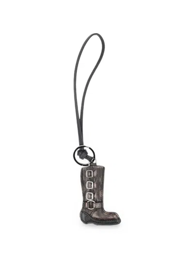 Miu Miu Buckle-detail Boot Keychain In Brown