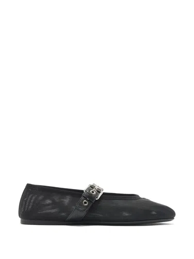 Miu Miu Buckle-strap Mesh Ballet Flats In Black