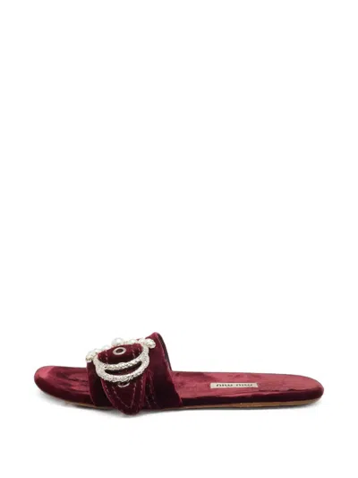 Pre-owned Miu Miu Buckle-strap Sandals In Red