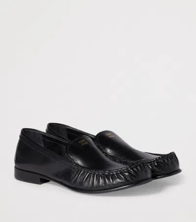 Miu Miu Buffalo Leather Loafers In Black
