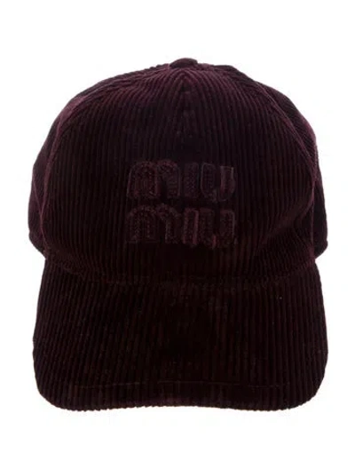 Pre-owned Miu Miu Burgundy Base Ball Cap
