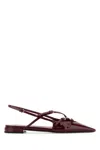 Miu Miu Maroon Leather Ballet Flats In Red