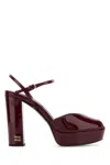 Miu Miu Burgundy Leather Heels In Burgundy