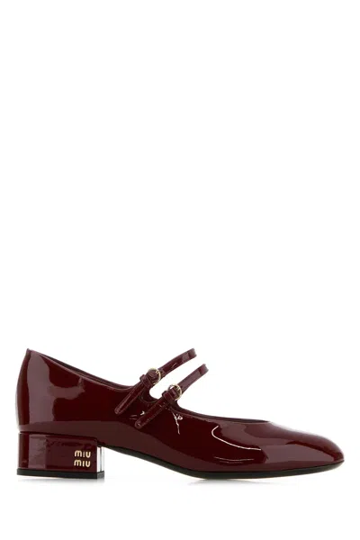 MIU MIU BURGUNDY LEATHER PUMPS