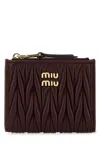 Miu Miu Quilted Leather Wallet Gold-tone Hardware In Brown