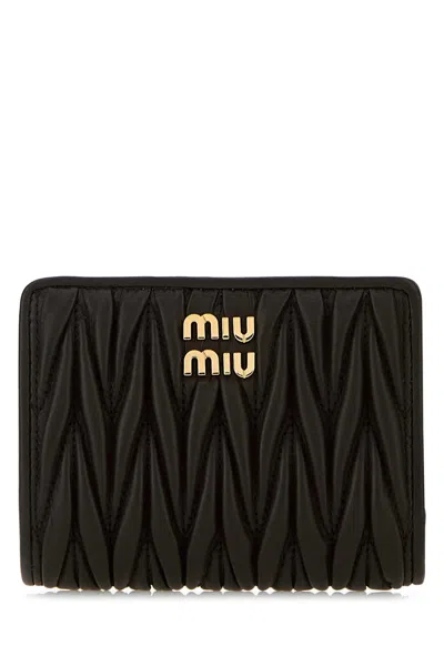 Miu Miu Burgundy Leather Wallet In Black