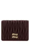 Miu Miu Burgundy Nappa Leather Card Holder In Brown