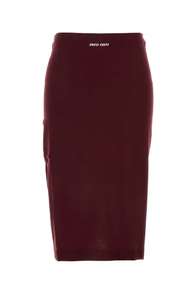 Miu Miu Burgundy Viscose Blend Skirt In Red