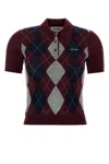 Miu Miu Burgundy Wool Polo Shirt In Animal Print