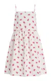 Miu Miu Button-detailed Floral Cotton-linen Midi Dress In White