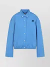 Miu Miu Button-down Collar Cotton Jacket With Elastic Hem