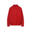 Miu Miu Button-down Red Cotton Jacket With Embroidered Logo In Red