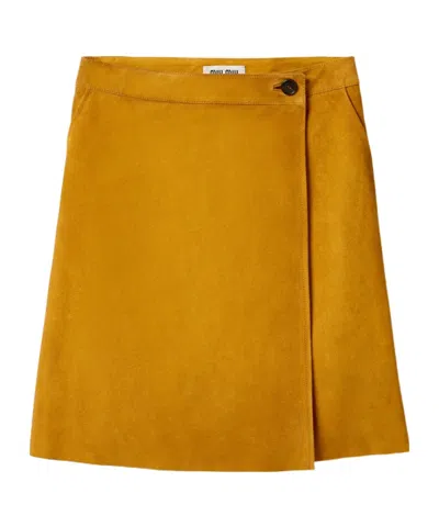 MIU MIU SUEDE WRAPAROUND SKIRT