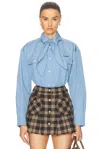 Miu Miu Button Up Top In Azzurro