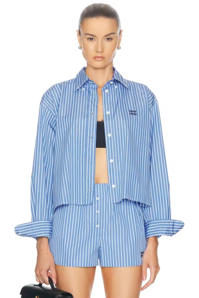 Miu Miu Poplin Shirt In Blue
