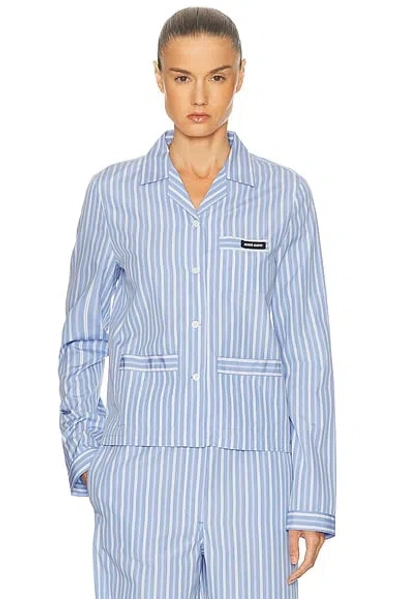 Miu Miu Button Up Top In Blue