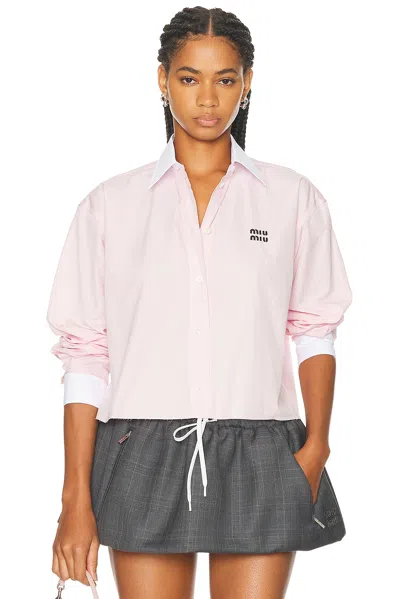 Miu Miu Button Up Top In Pink