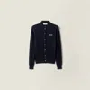 Miu Miu Openwork Cashmere Knitwear With Ribbed Cuffs And Hem In Blue