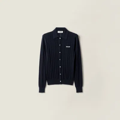 Miu Miu Buttoned Cashmere Cardigan In Blue